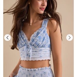 Altar’d State Blue floral Crop top